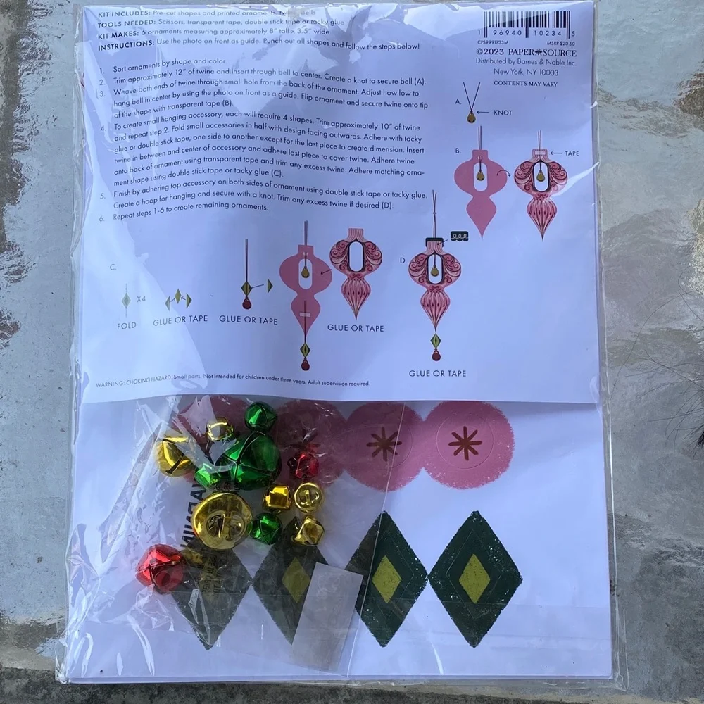 Paper Source Pink, Green & Gold Holiday Ornament Kit